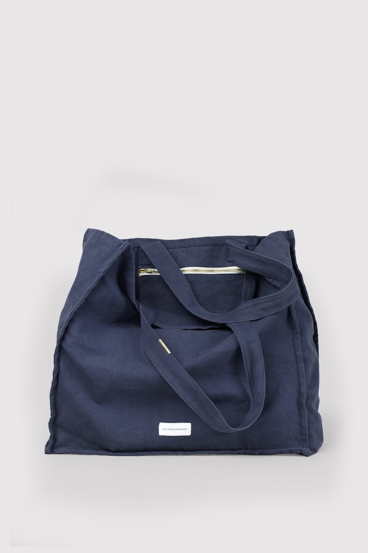 Large storm blue bag in thick organic cotton canvas