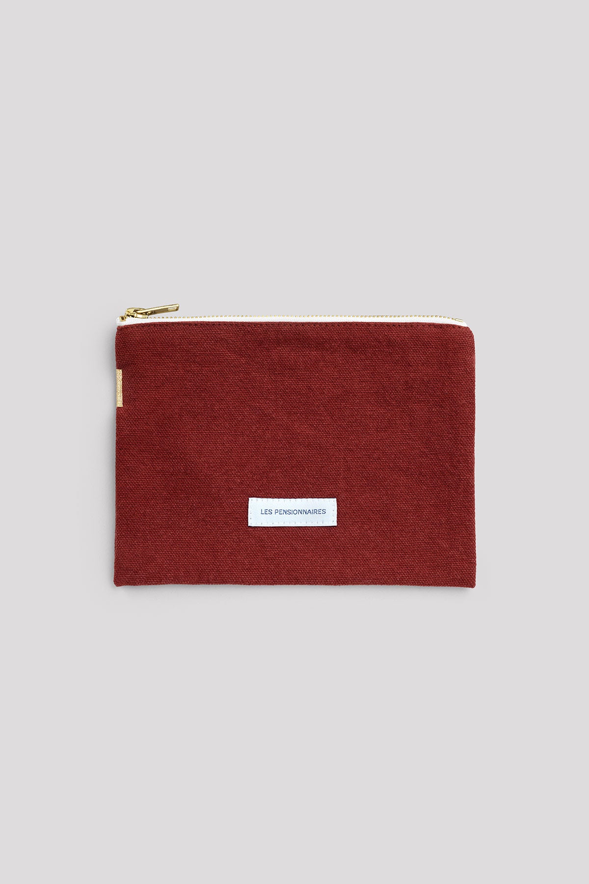 Petite pochette en toile de coton bio rouge bordeaux Les pensionnaires