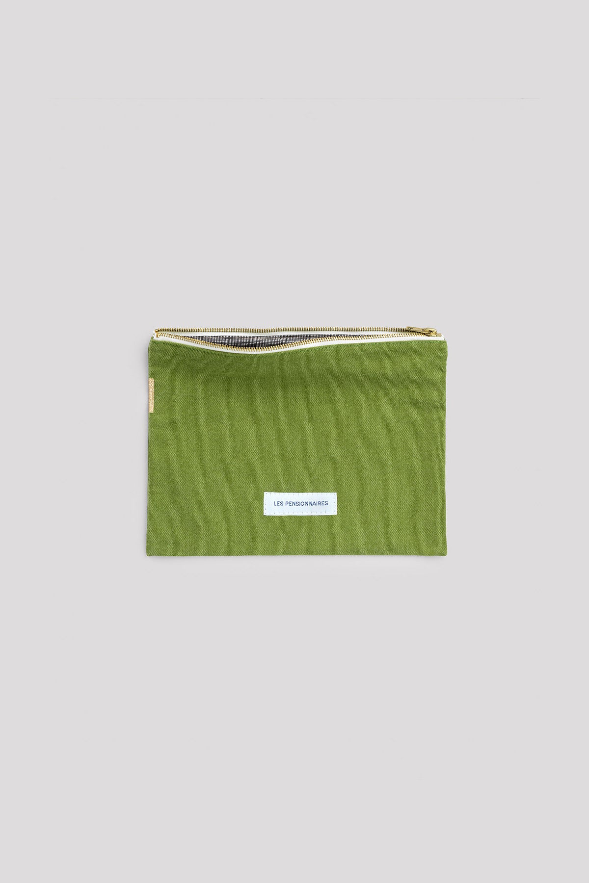 Petite pochette en toile de coton bio vert prairie Les pensionnaires