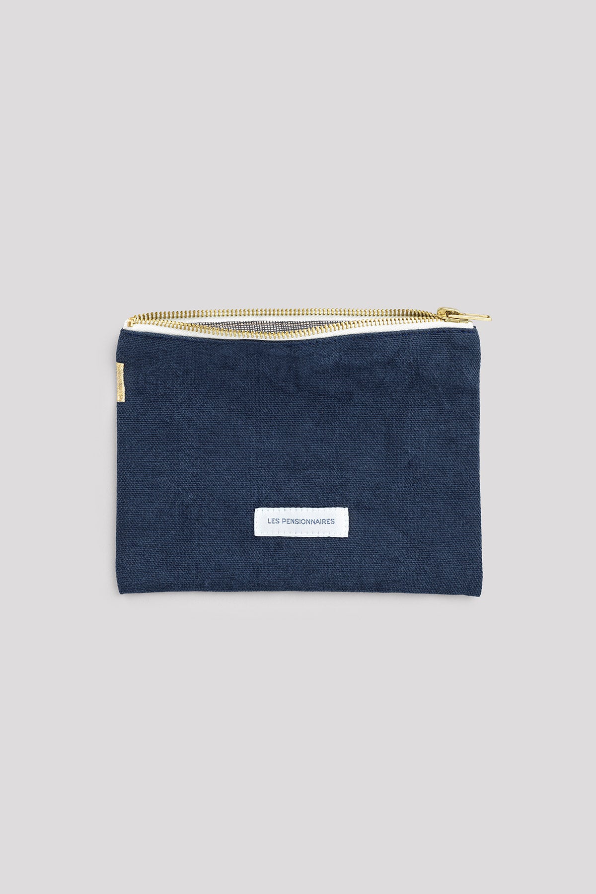 Petite pochette en toile de coton bio bleu marine Les pensionnaires