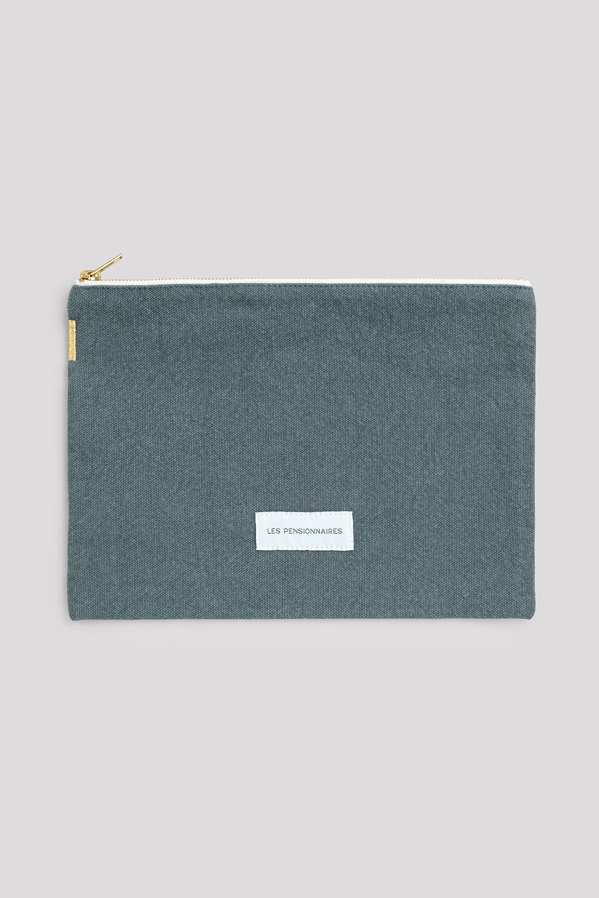 Grande pochette en toile de coton bio bleu Les pensionnaires