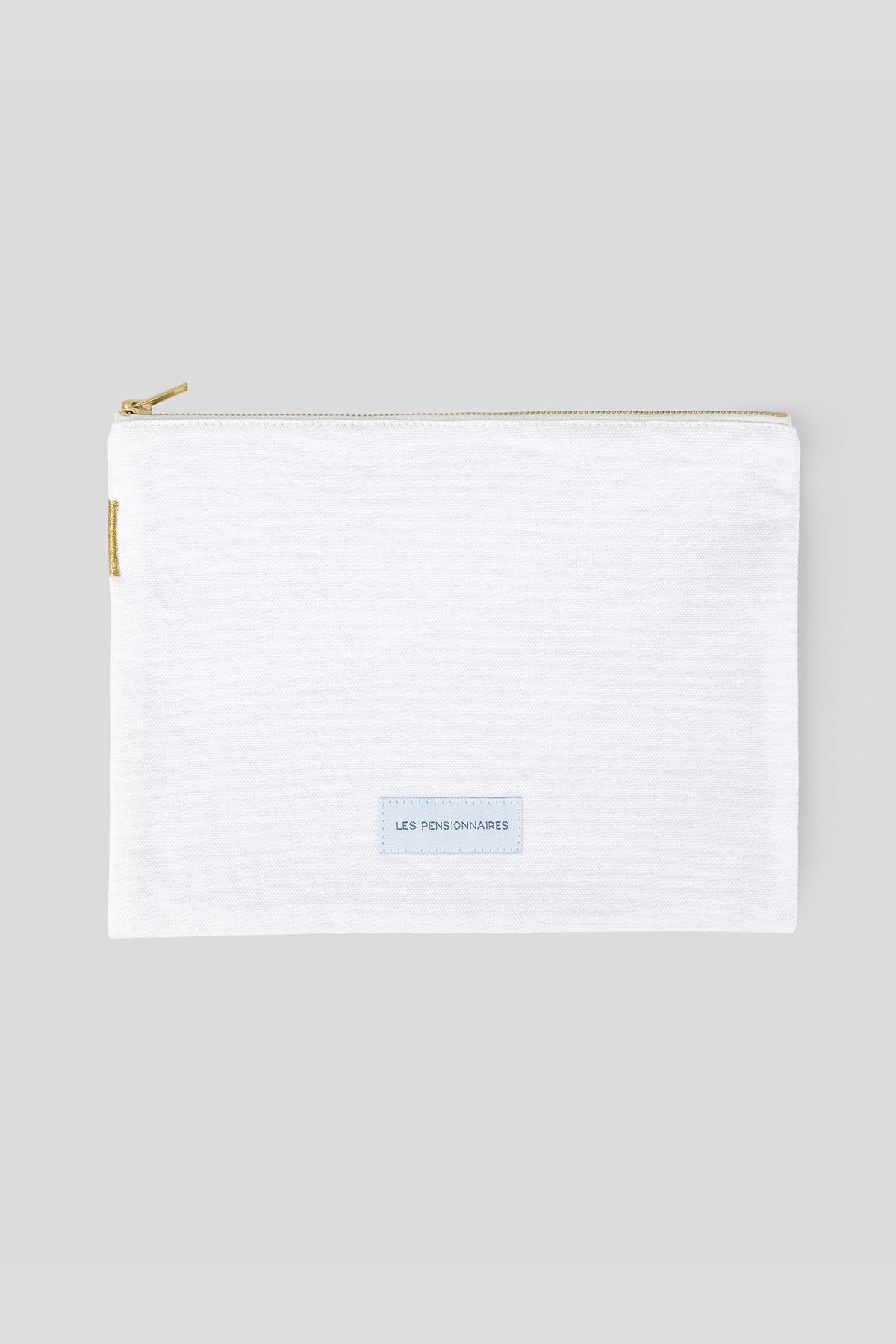 Grande pochette en toile de coton bio blanc immaculé Les pensionnaires