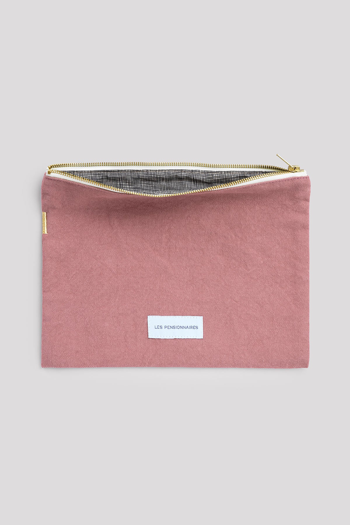 Grande pochette en toile de coton bio bois de rose Les pensionnaires