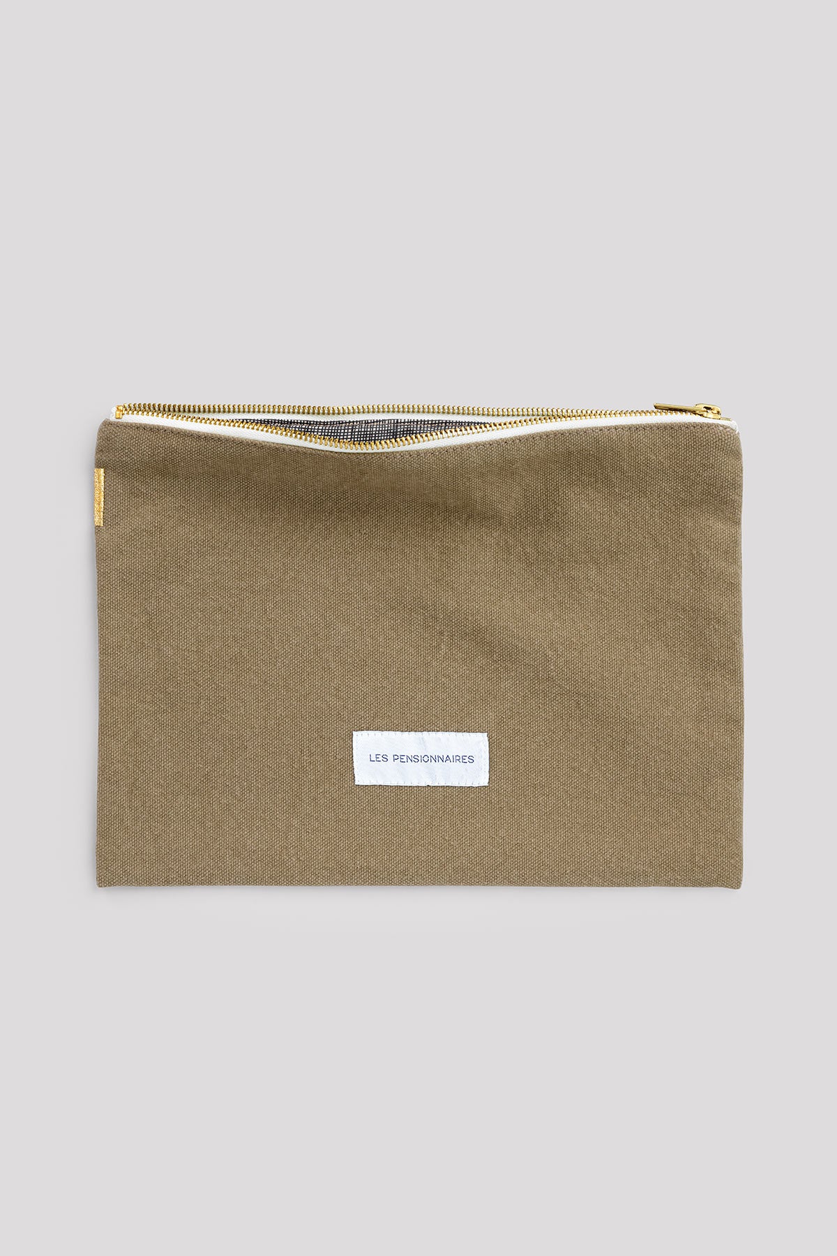 Linden green organic cotton canvas large pouch