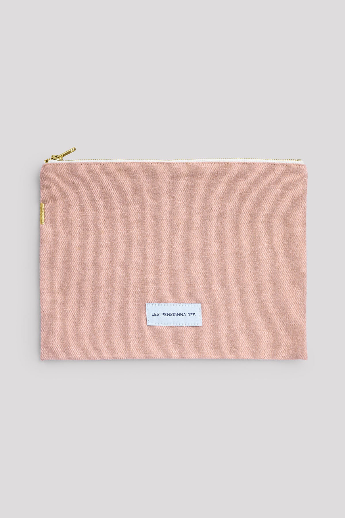 Grande pochette en toile de coton bio rose délicat Les pensionnaires