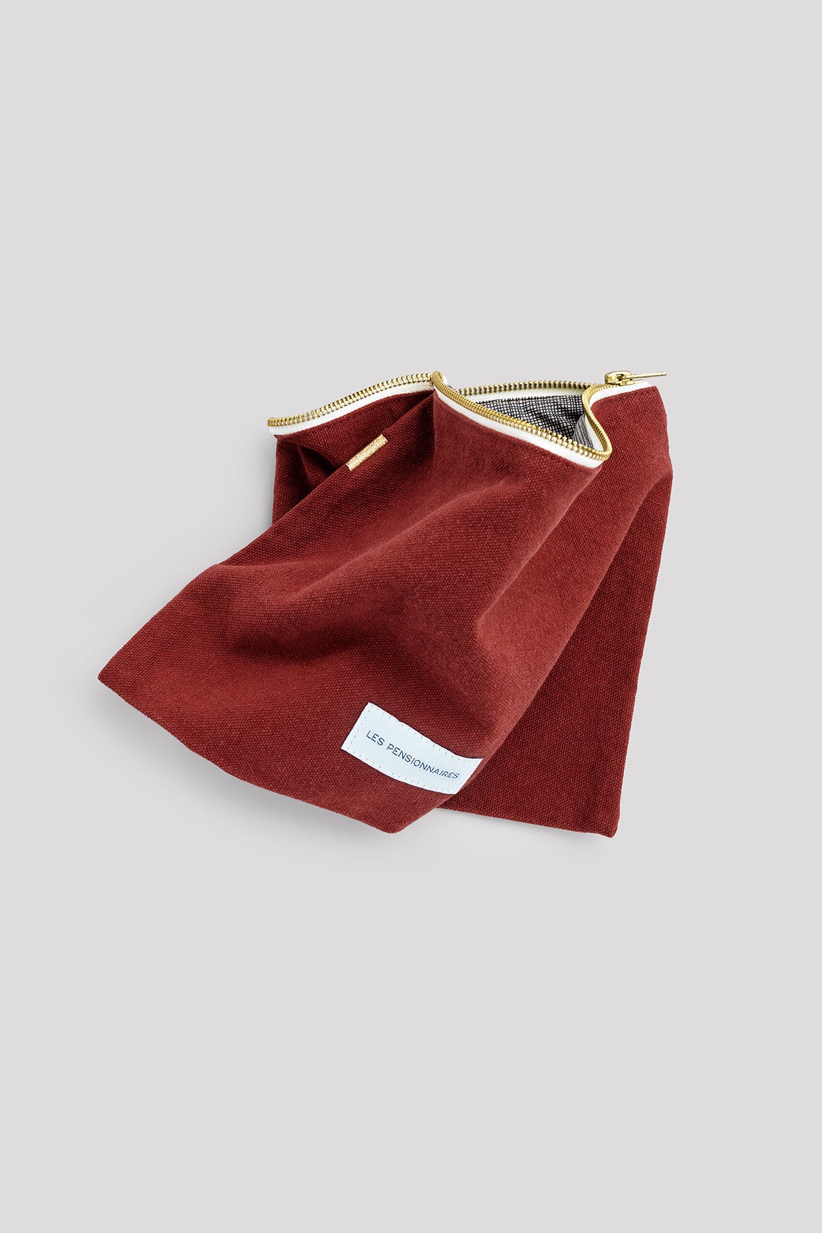 Grande pochette en toile de coton bio rouge bordeaux Les pensionnaires