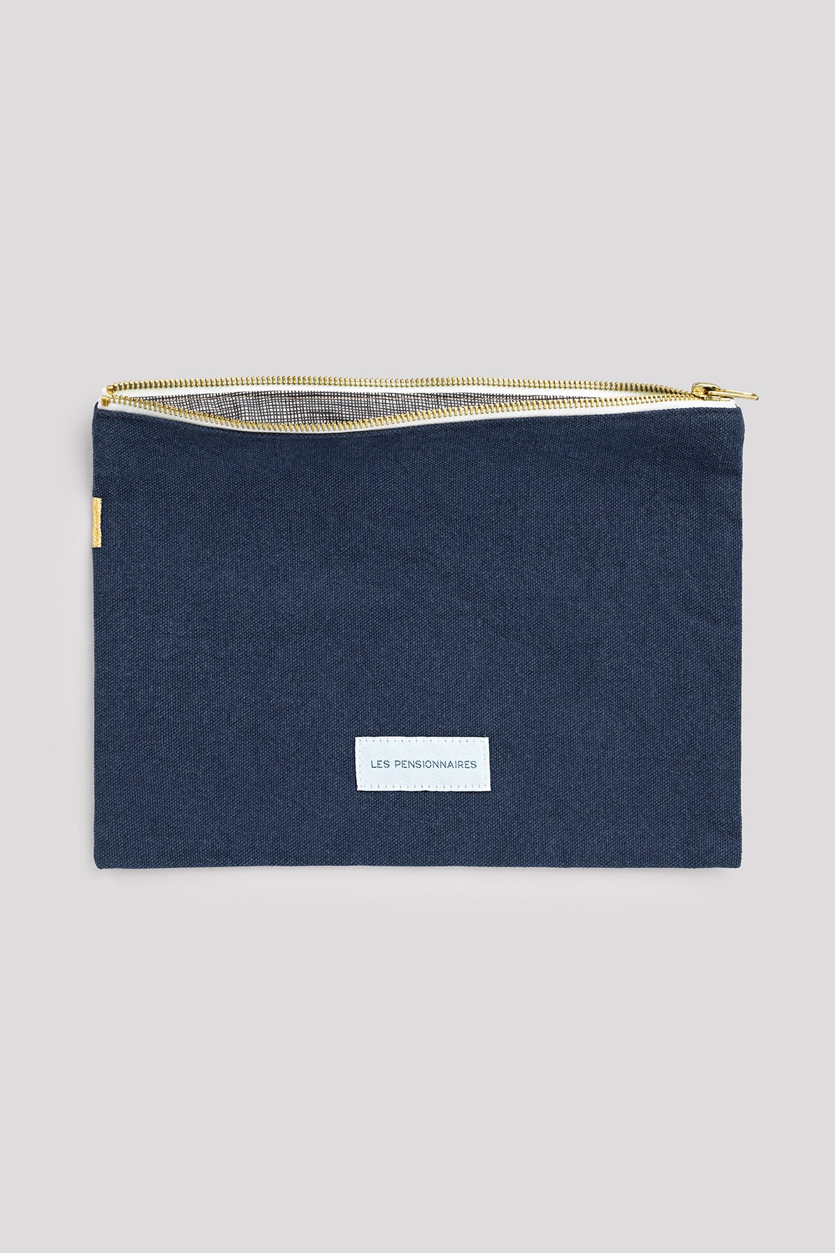 Grande pochette en toile de coton bio bleu marine Les pensionnaires