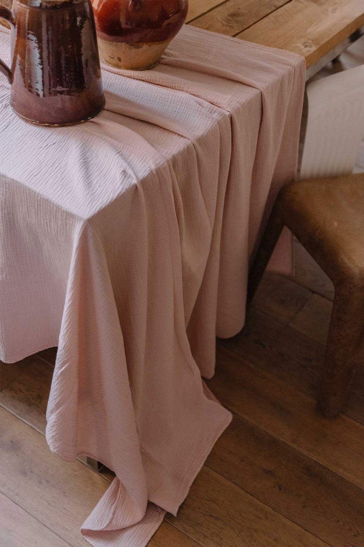 Nappe en double gaze de coton rose Les pensionnaires