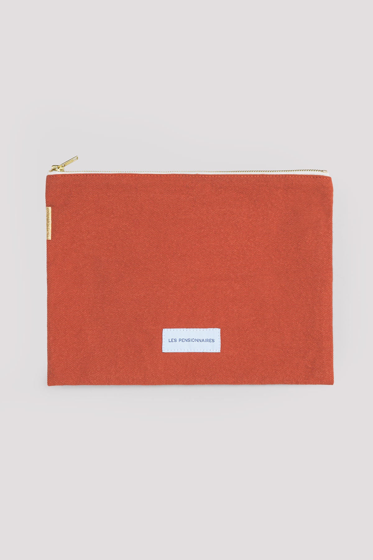 Grande pochette en toile de coton bio orange vif Les pensionnaires