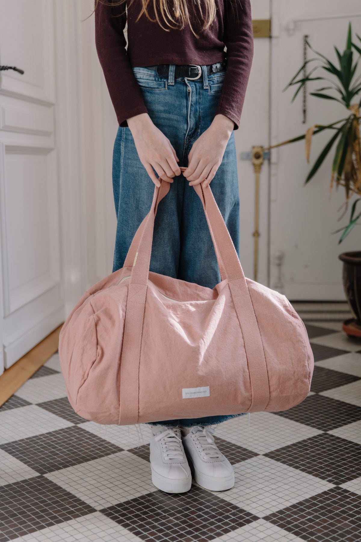 Sac bowling en coton bio rose délicat