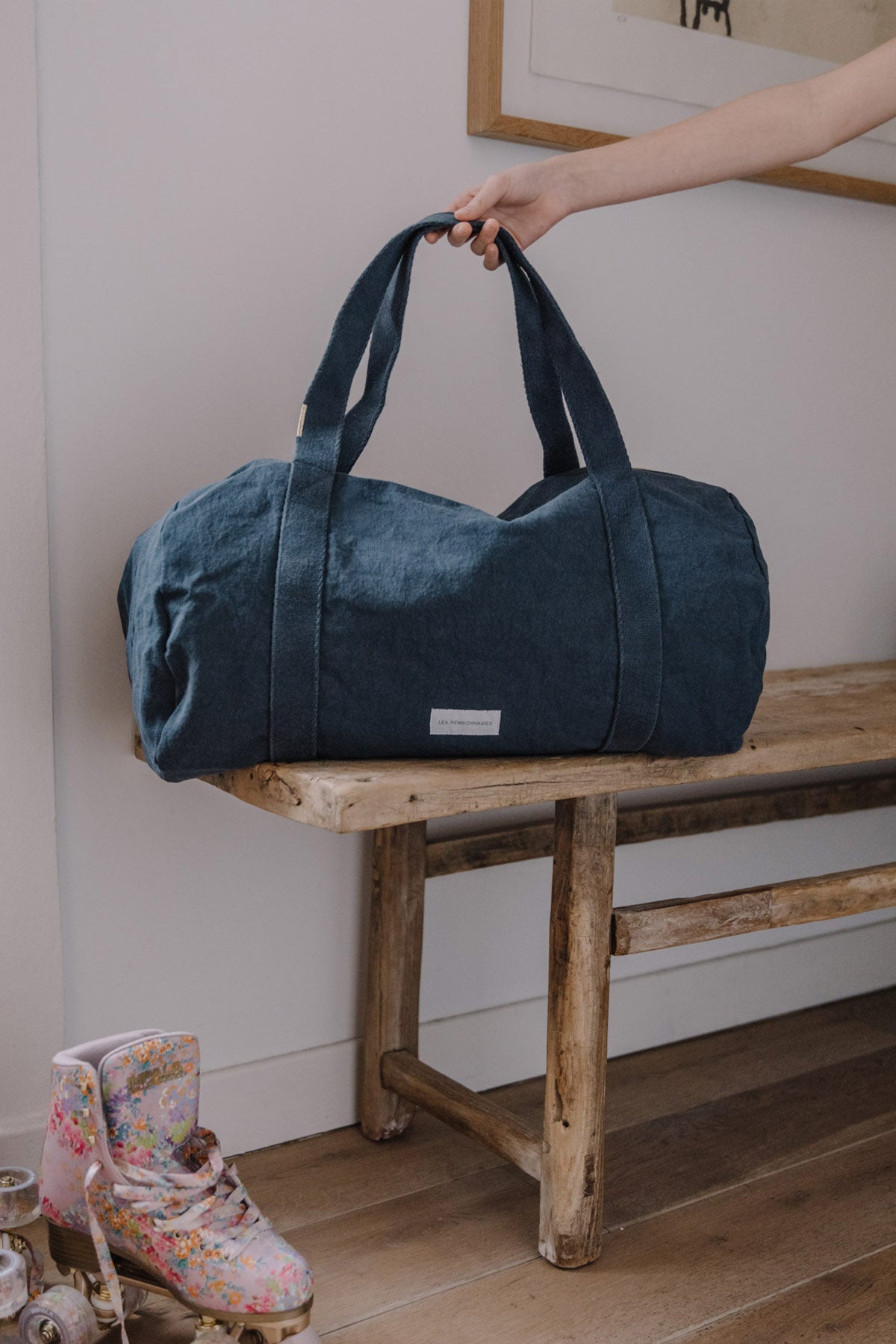 Sac bowling en coton bio bleu marine épais