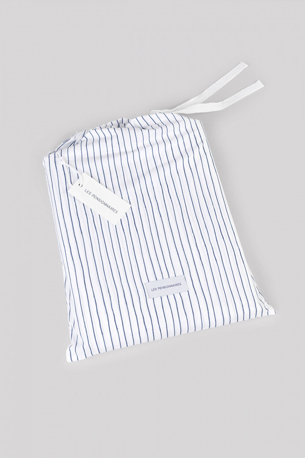 Elegant blue striped organic cotton percale duvet cover