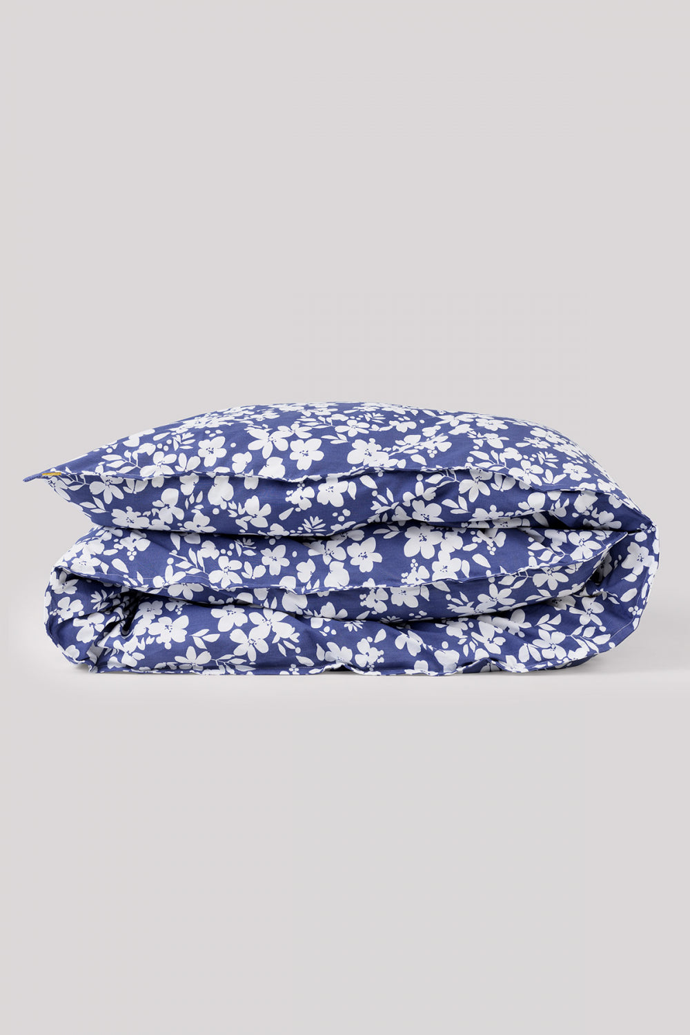 Housse de couette percale de coton bleue fleurs blanches Les pensionnaires