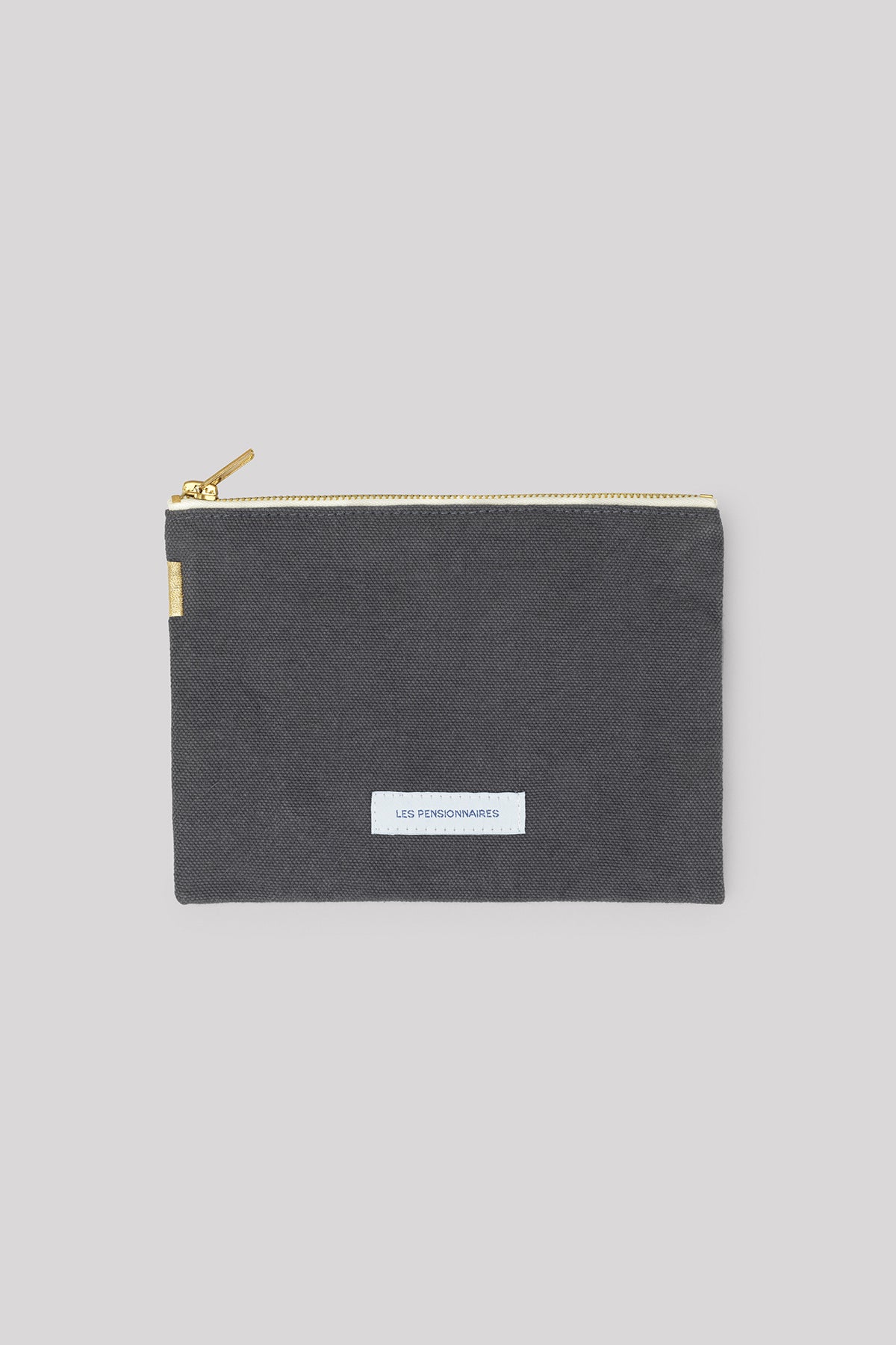 Petite pochette en epaisse toile de coton bio gris ardoise Les pensionnaires