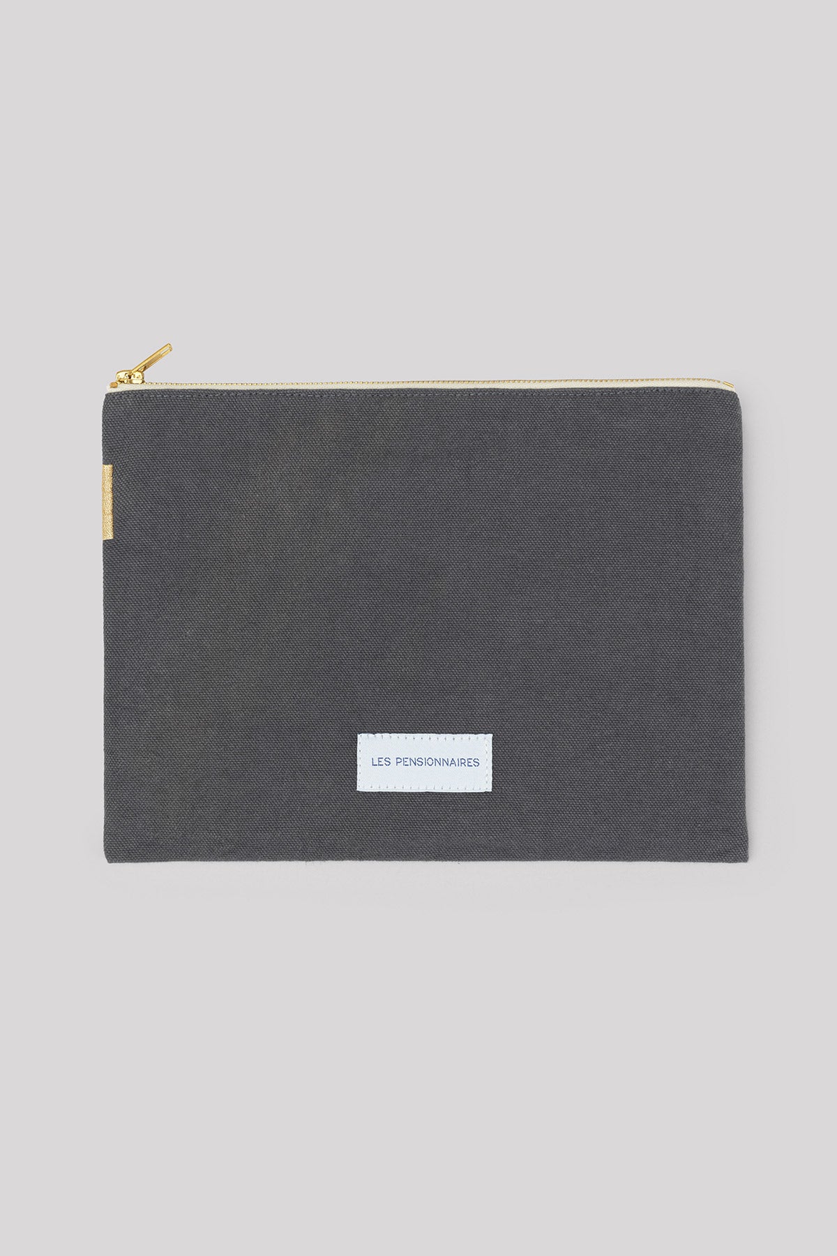 Large slate gray organic cotton canvas pouch