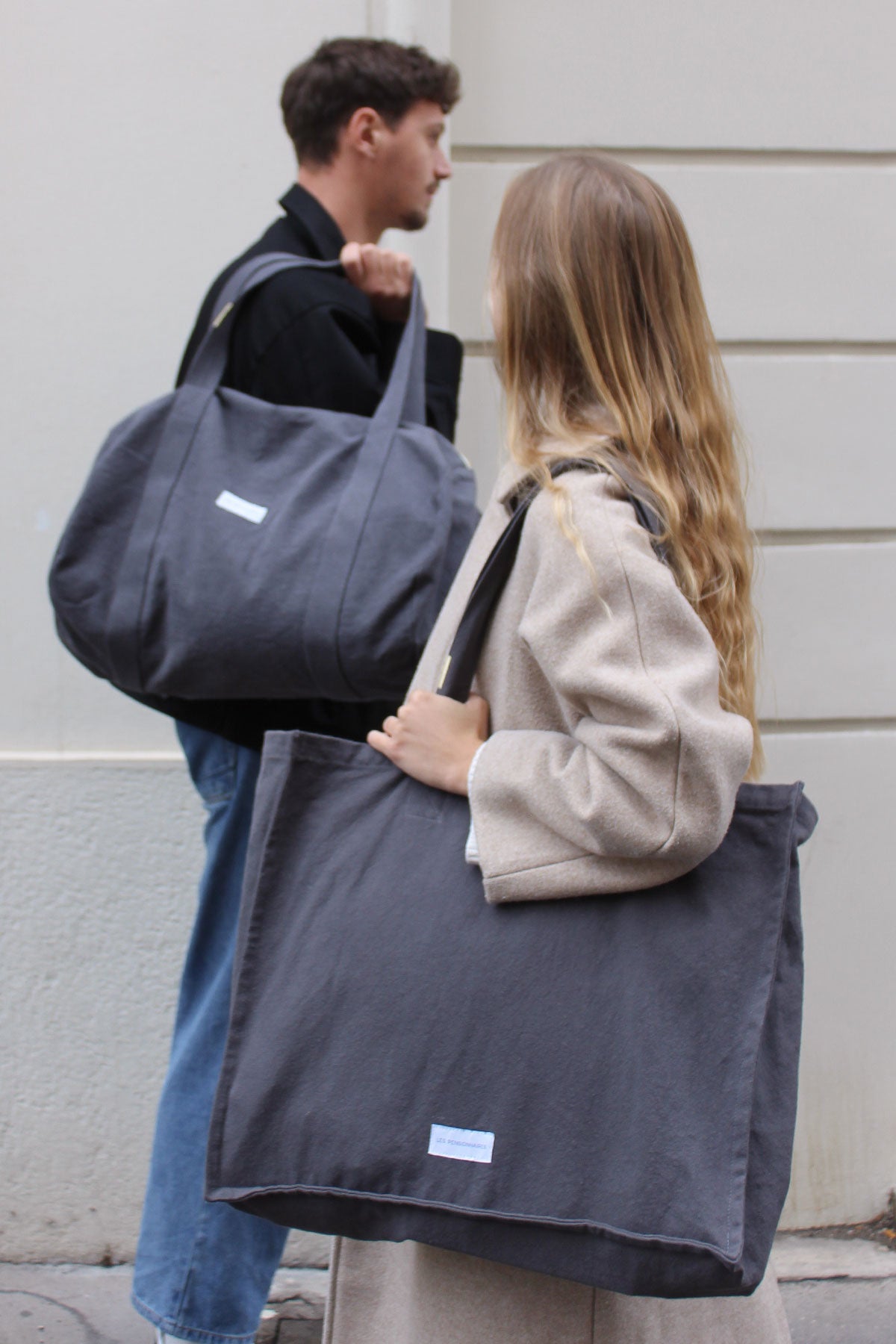 Slate gray organic cotton bowling bag