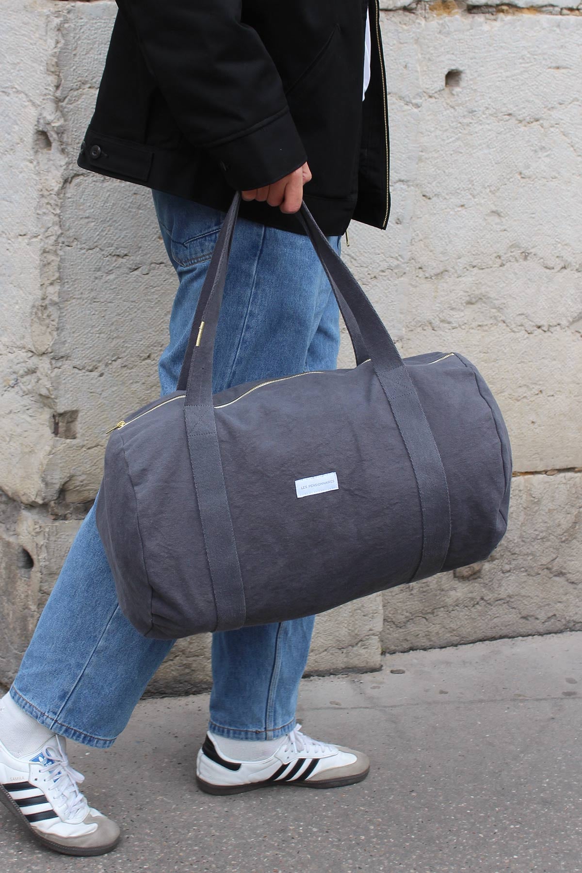 Slate gray organic cotton bowling bag