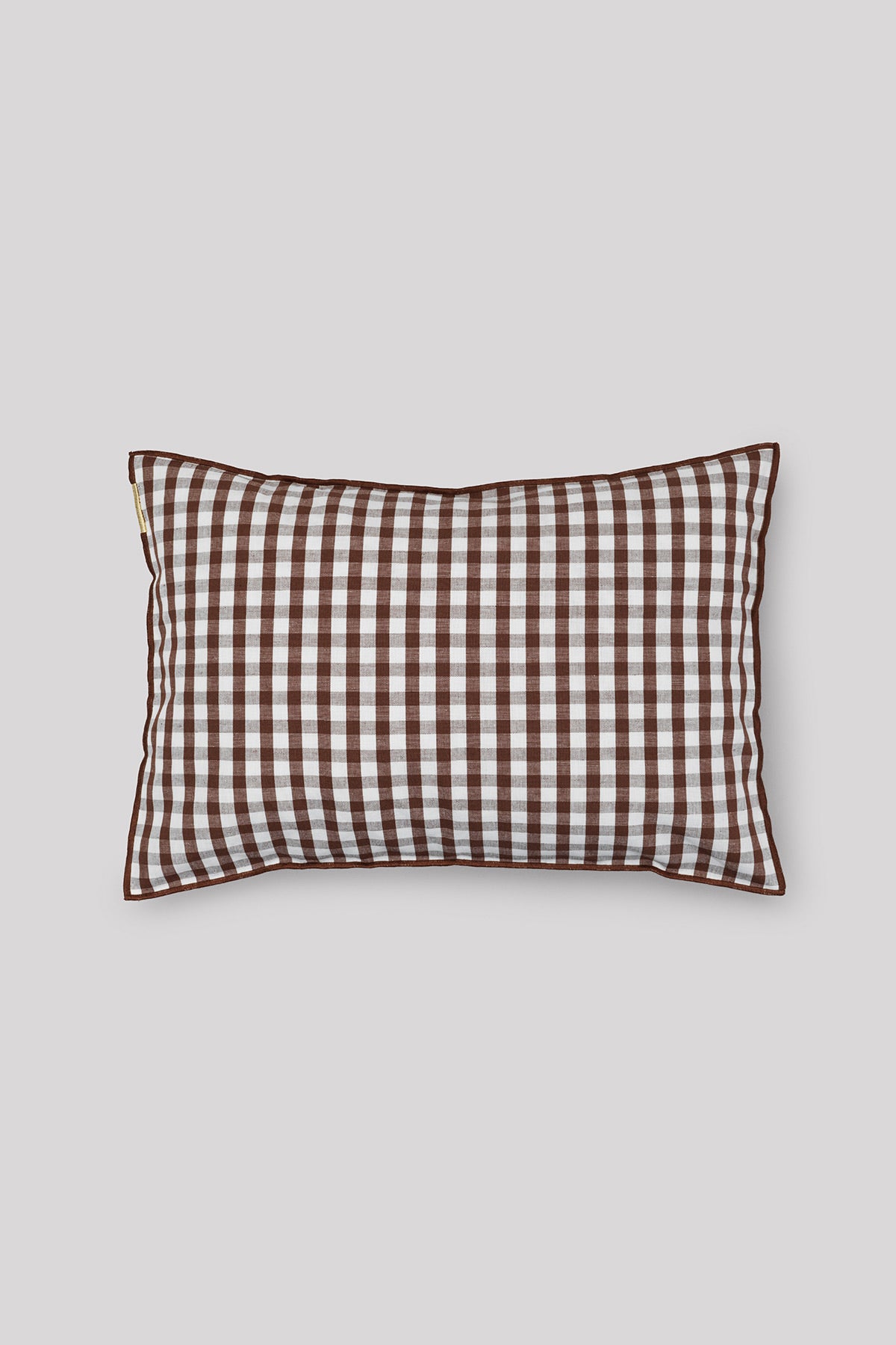 Coussin déhoussable en lin coton 35x50 cm Vichy - Noisette