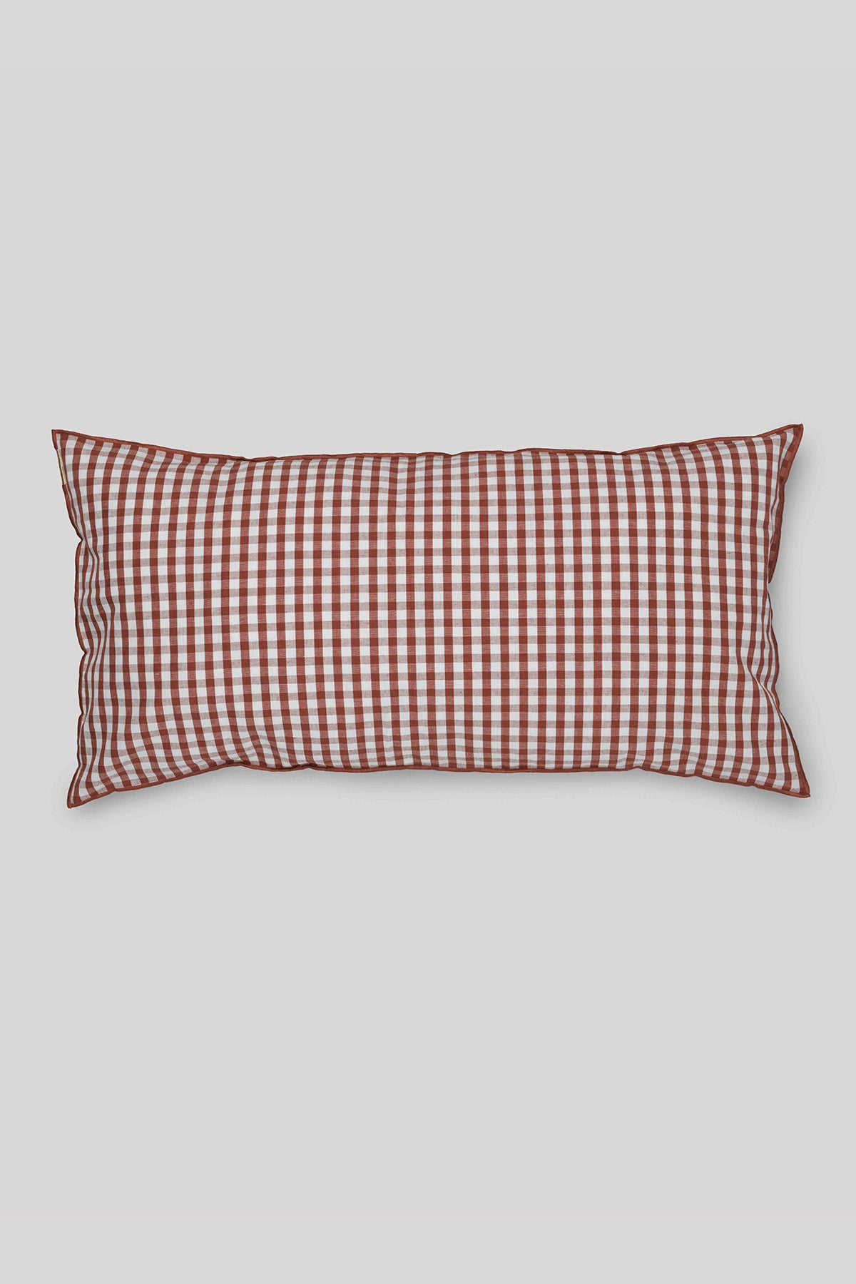 Grand coussin déhoussable en lin coton 45x90 cm Vichy - Rouille