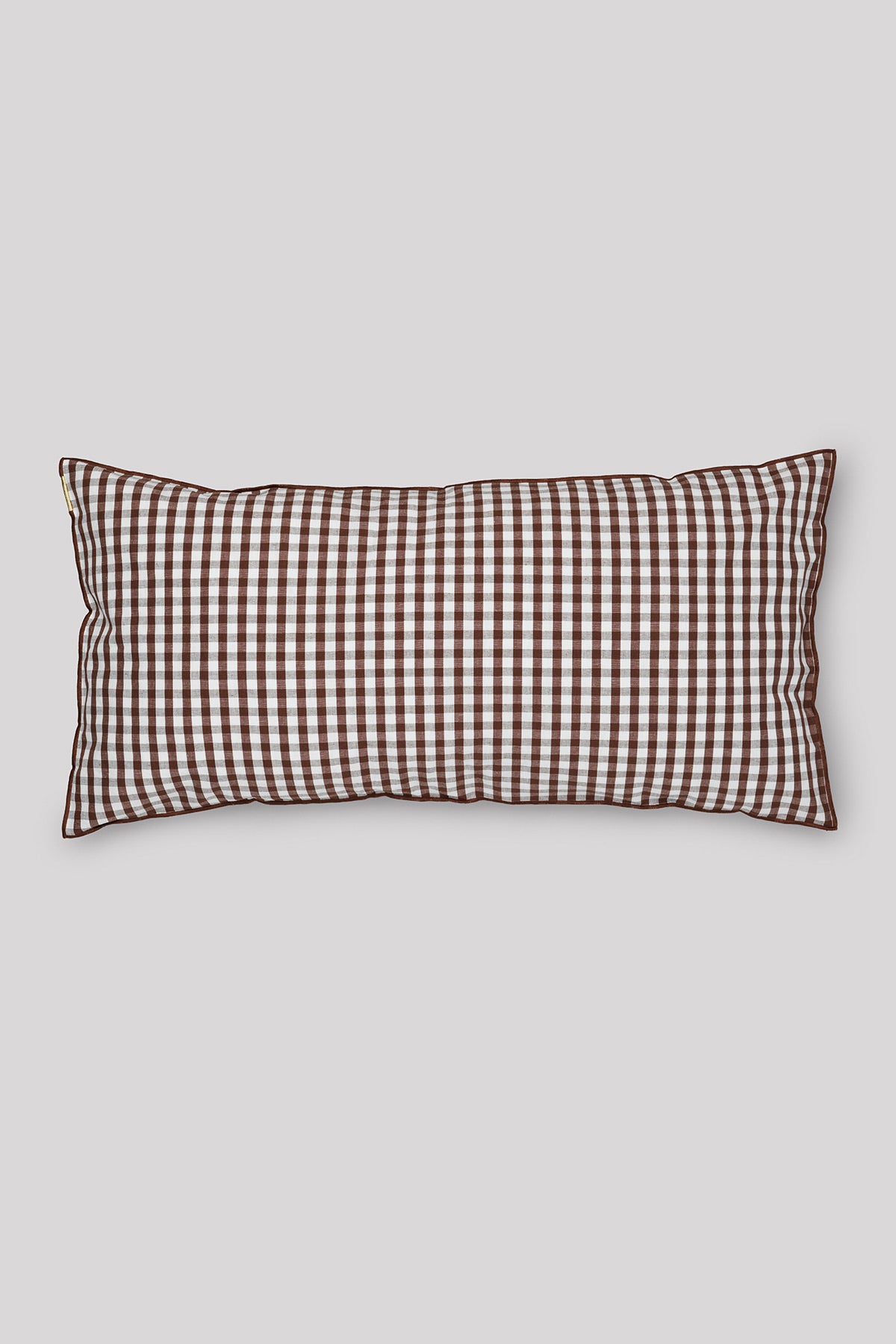 Grand coussin déhoussable en lin coton 45x90 cm Vichy - Noisette