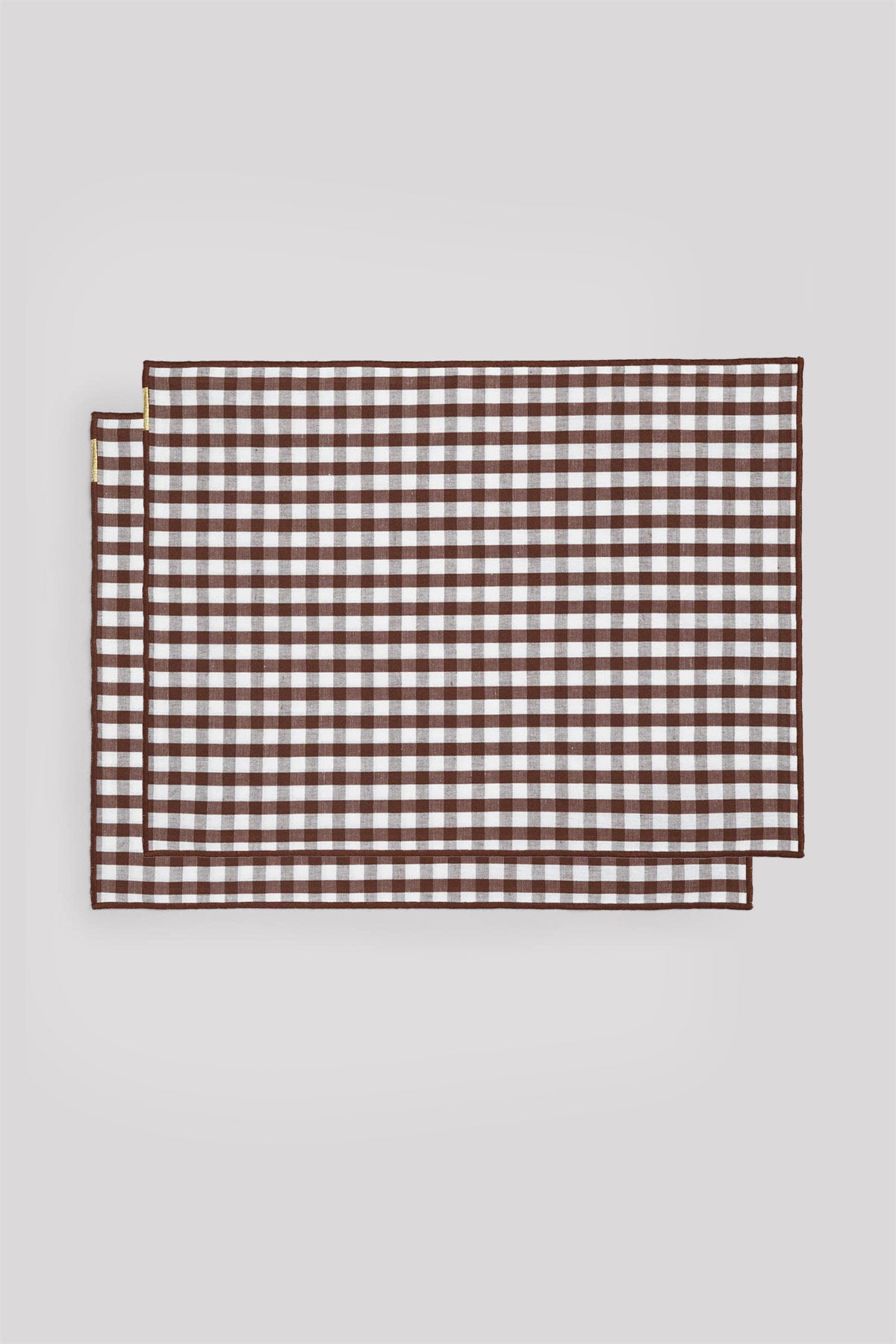 Hazelnut gingham linen and cotton placemats (set of 2)