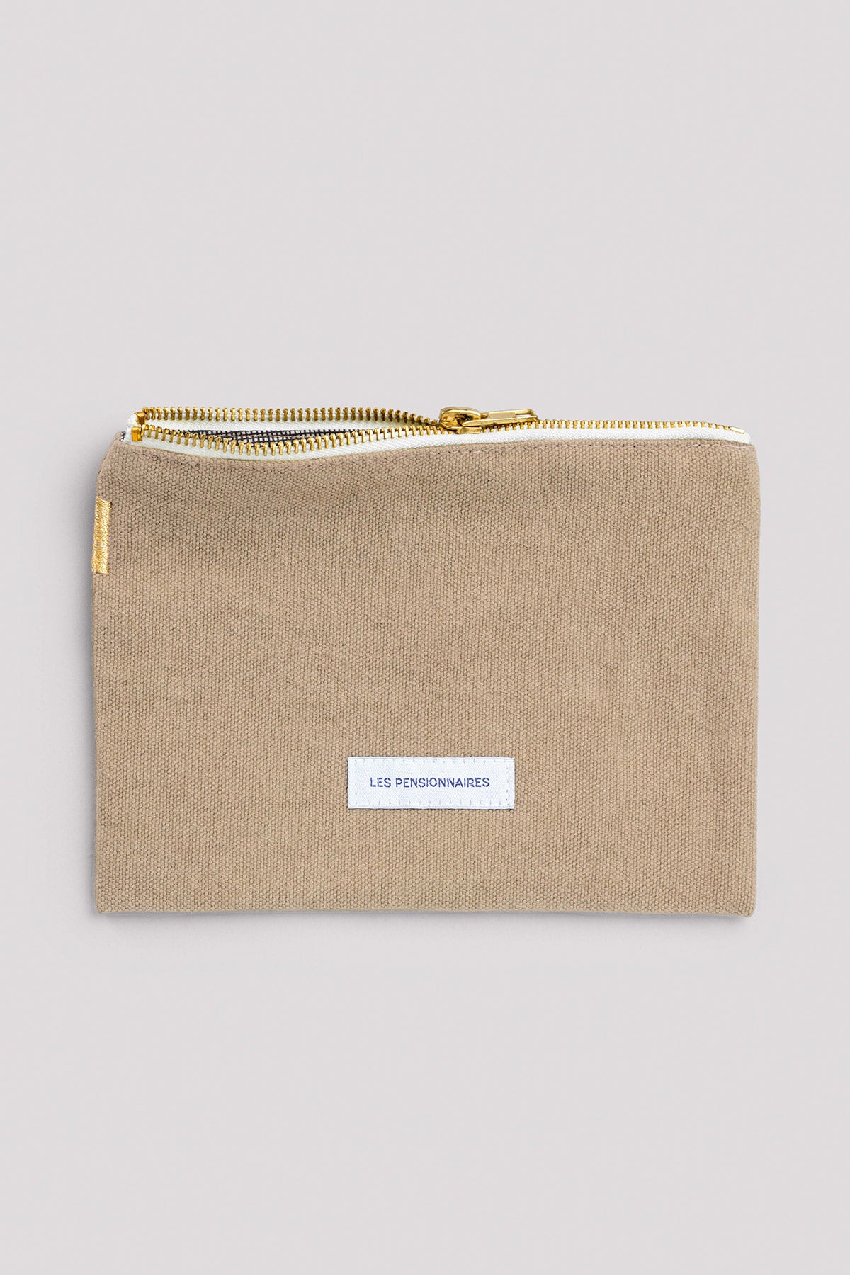 Petite pochette en toile de coton bio beige sable Les pensionnaires