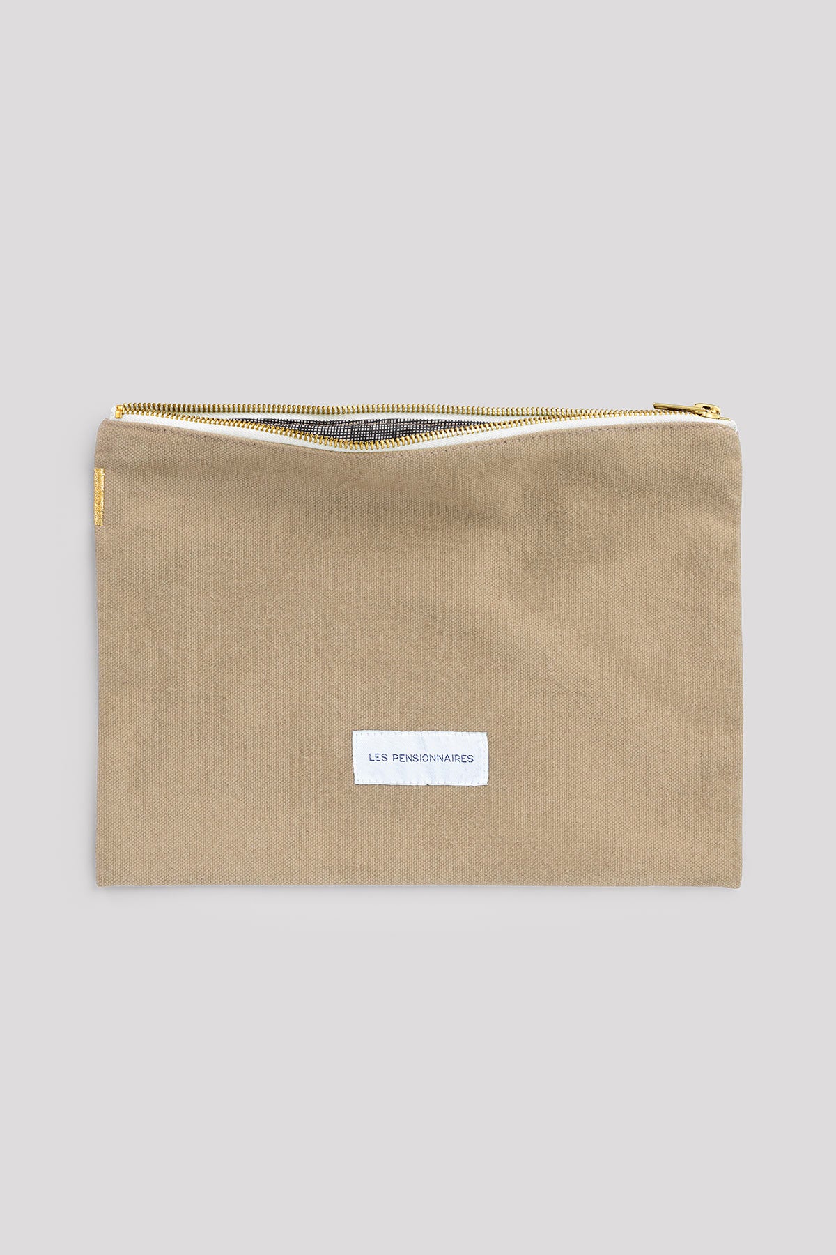 Large pouch in sand beige organic cotton canvas