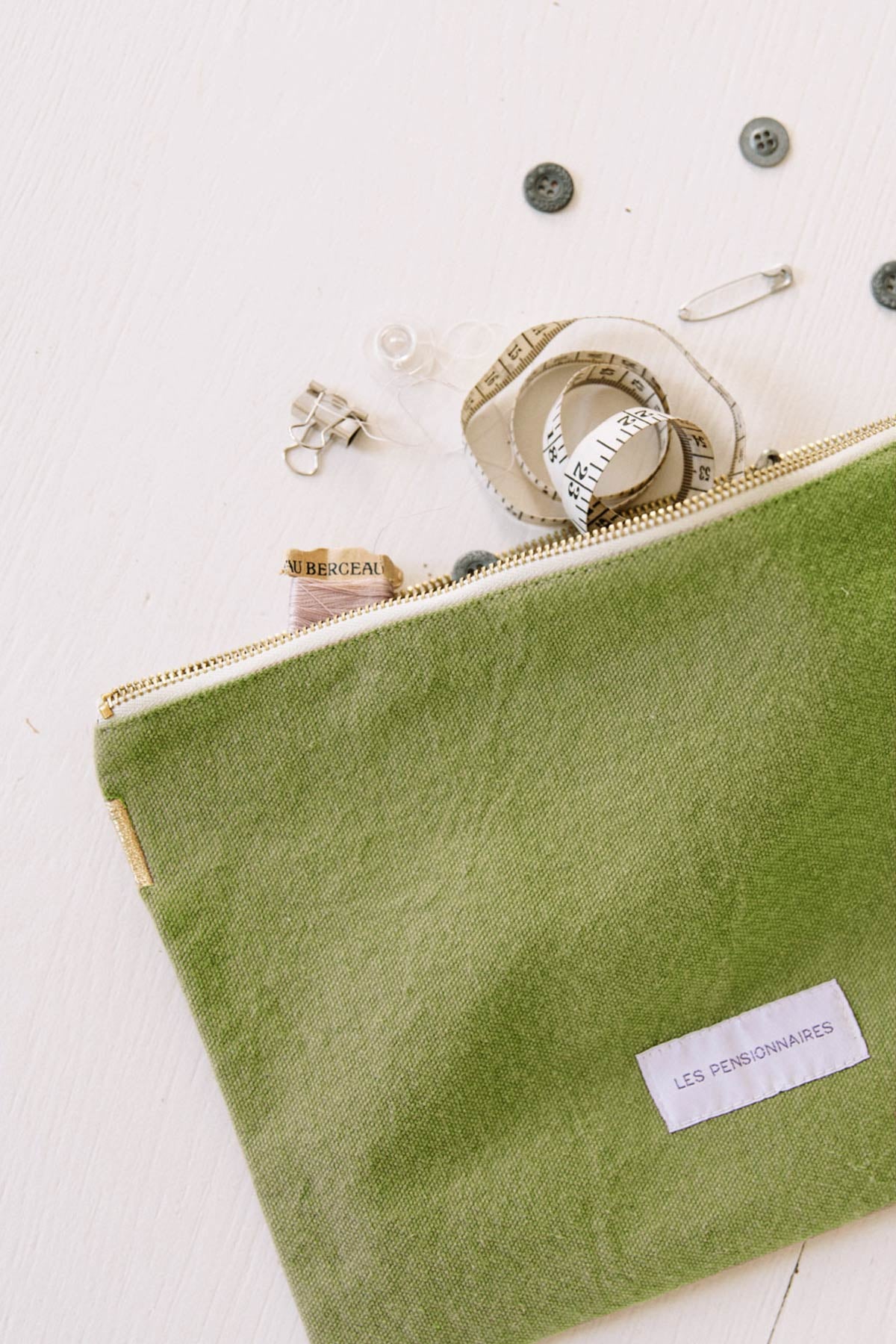 Archive - Grande pochette en toile de coton bio vert prairie