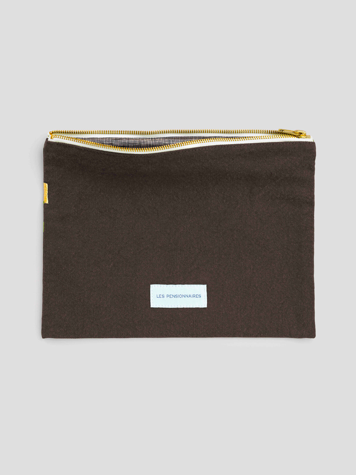 Ebony brown organic cotton canvas large pouch