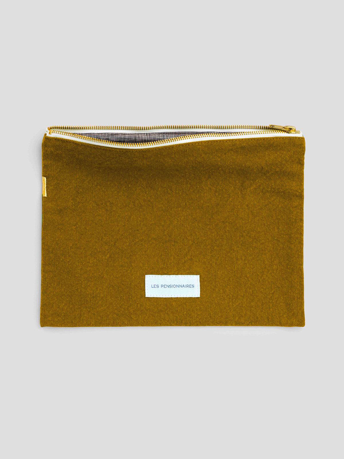 Bronze green organic cotton canvas large pouch