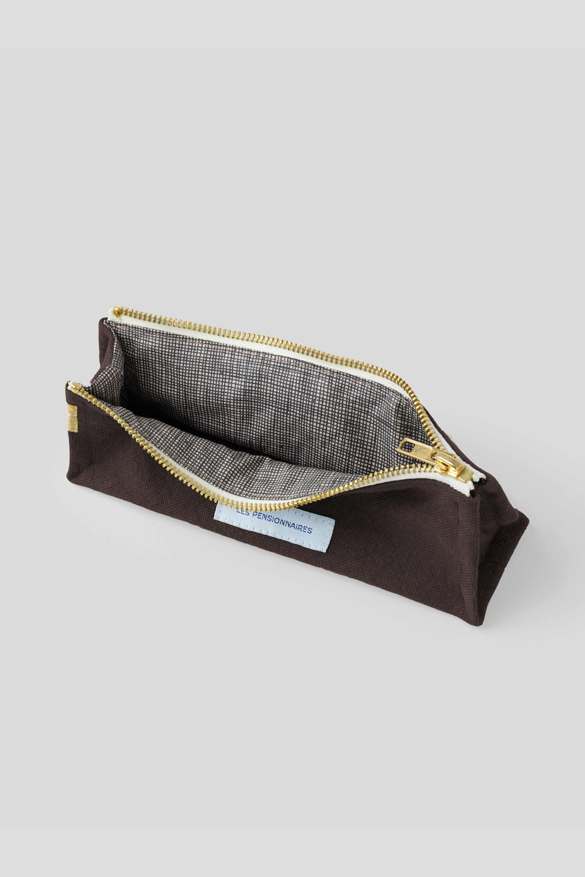 Ebony brown organic cotton canvas pencil case