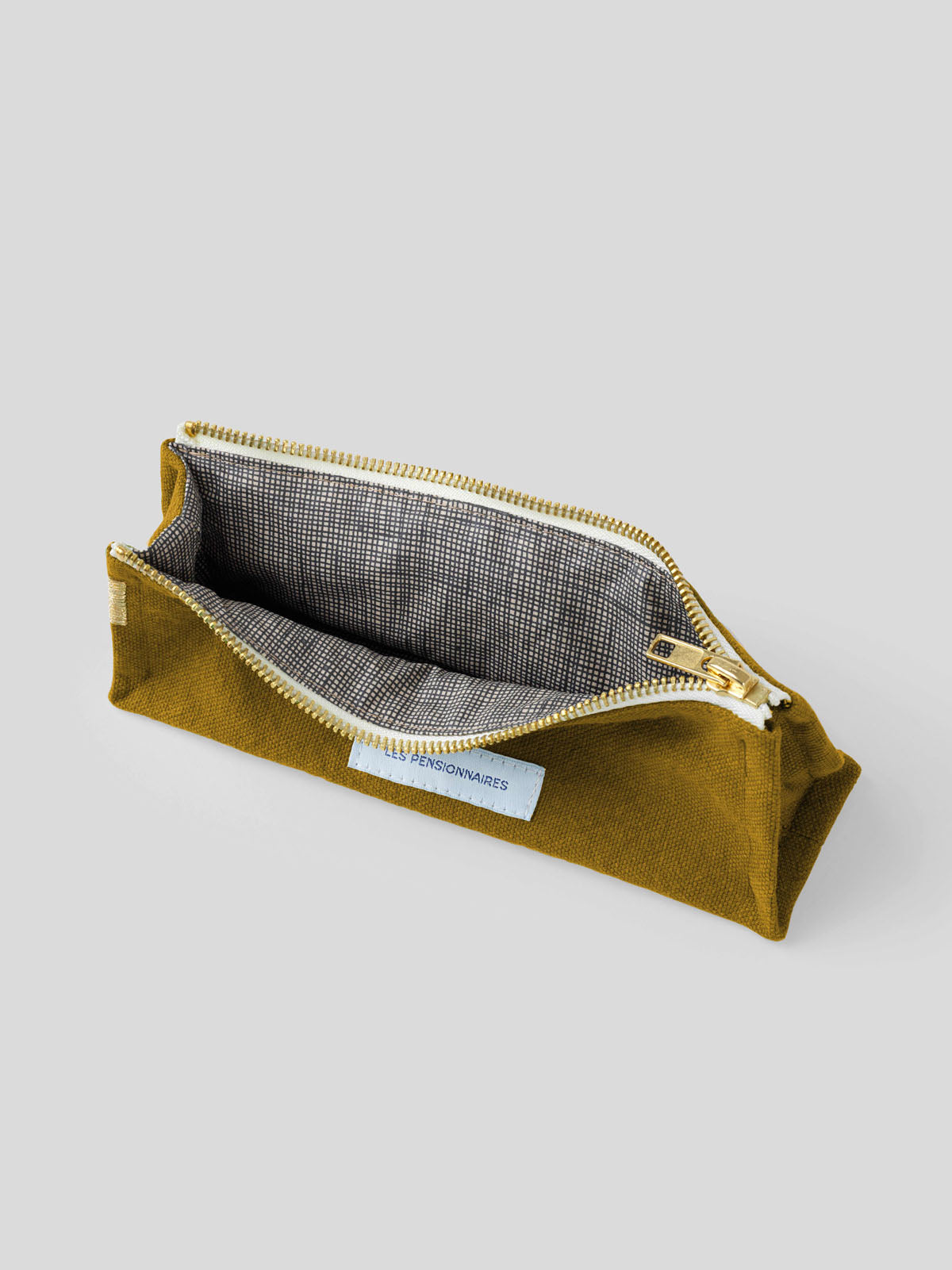Bronze green organic cotton canvas pencil case