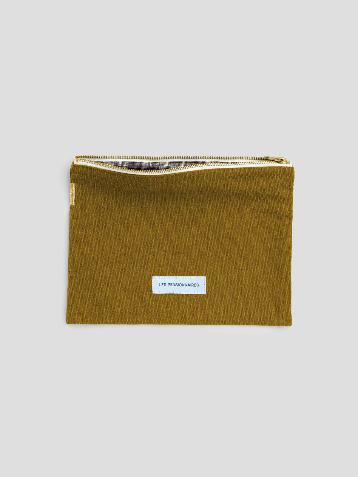 Bronze green organic cotton canvas small pouch 