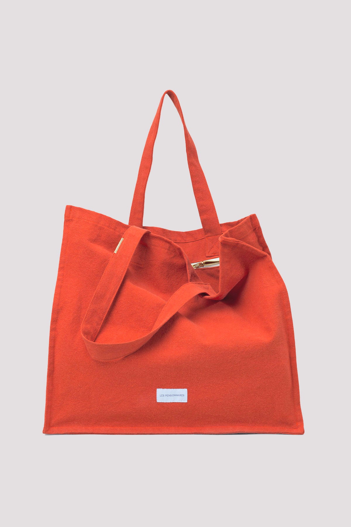 Grand cabas en épaisse toile de coton bio orange flamboyant