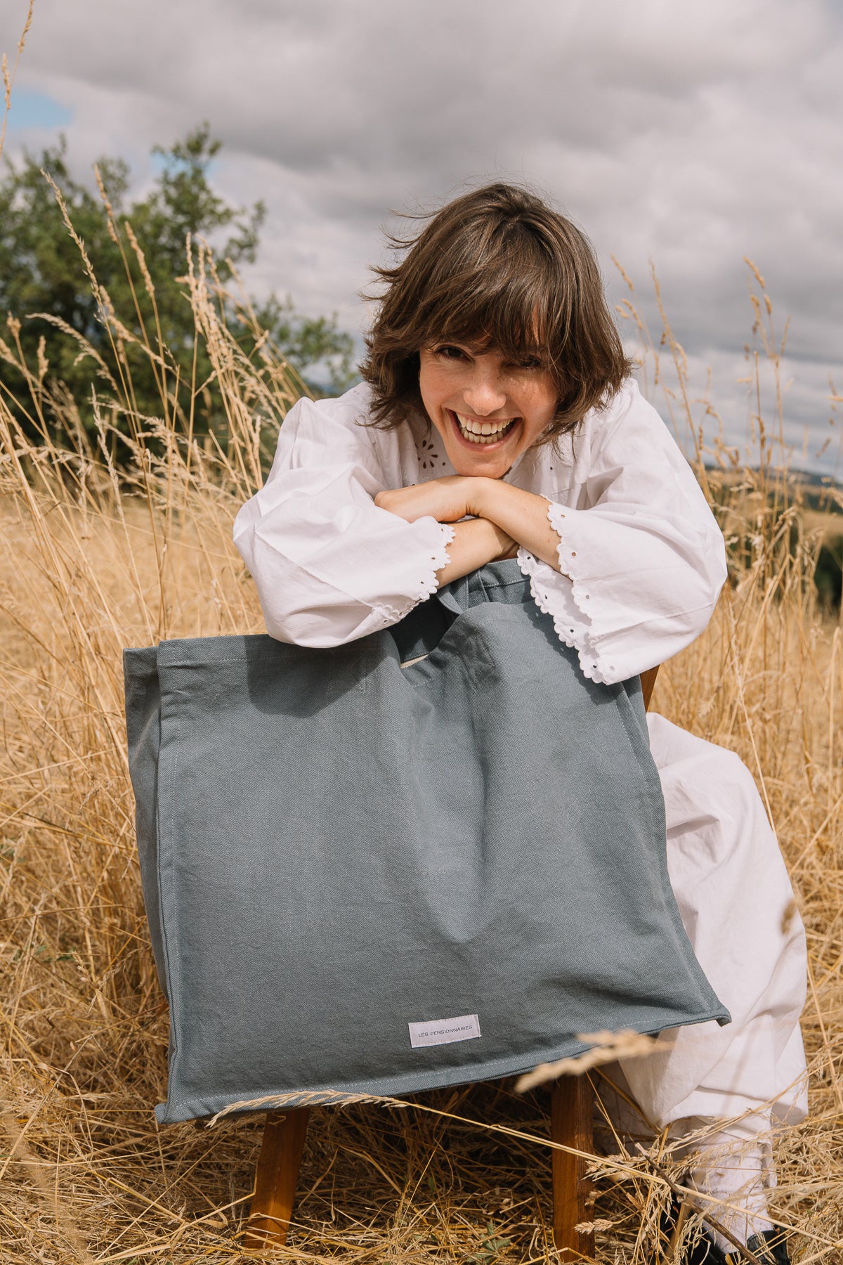 Horizon blue large bag in thick organic cotton canvas
