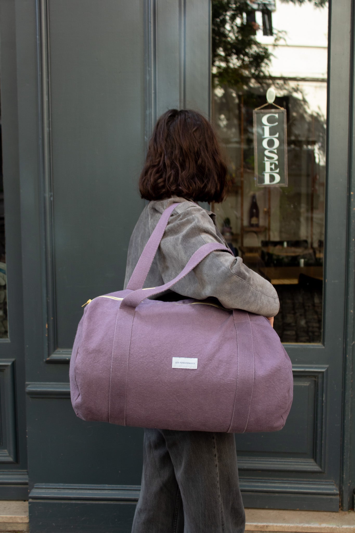 Sand beige organic cotton bowling bag