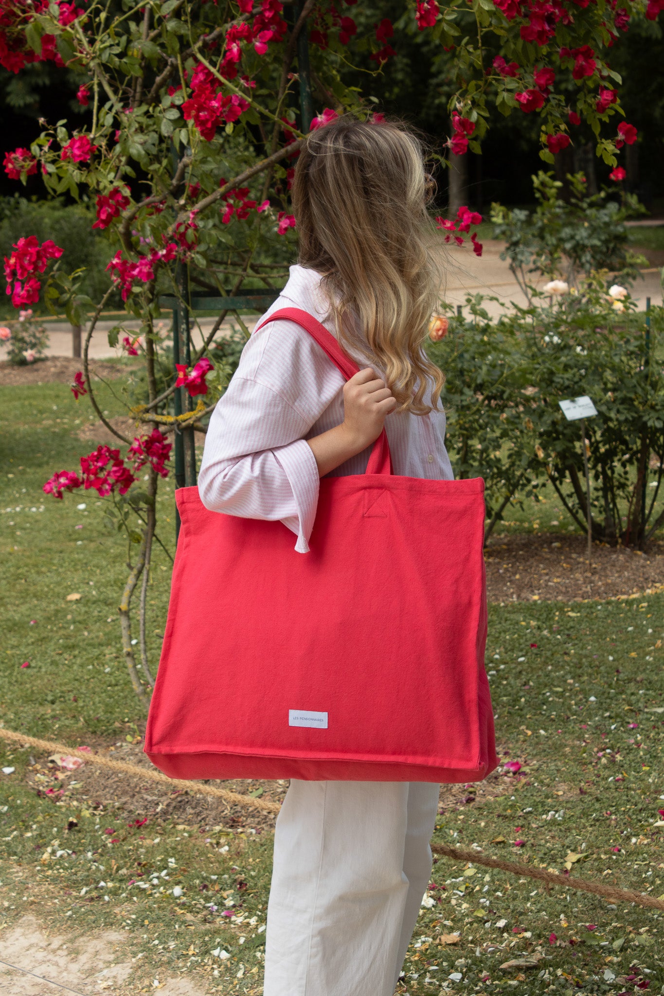 Grand cabas Rose framboise en épaisse toile de coton bio