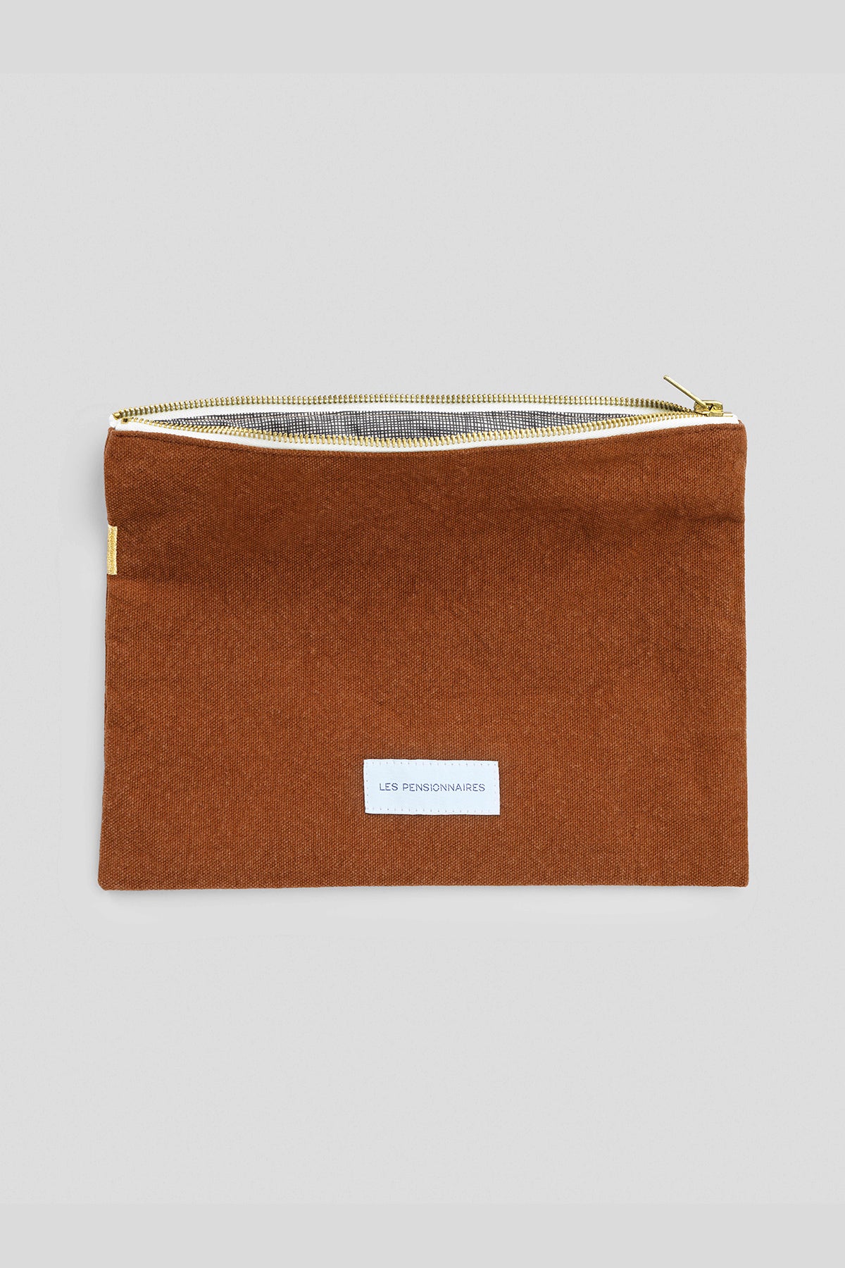 Grande pochette en toile de coton bio marron caramel