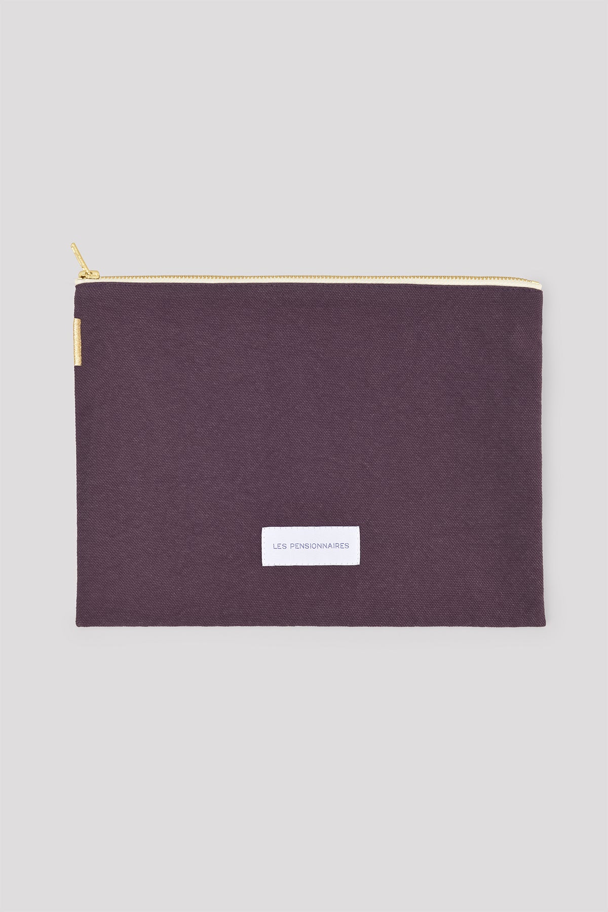 Grande pochette en toile de coton bio violet aubergine