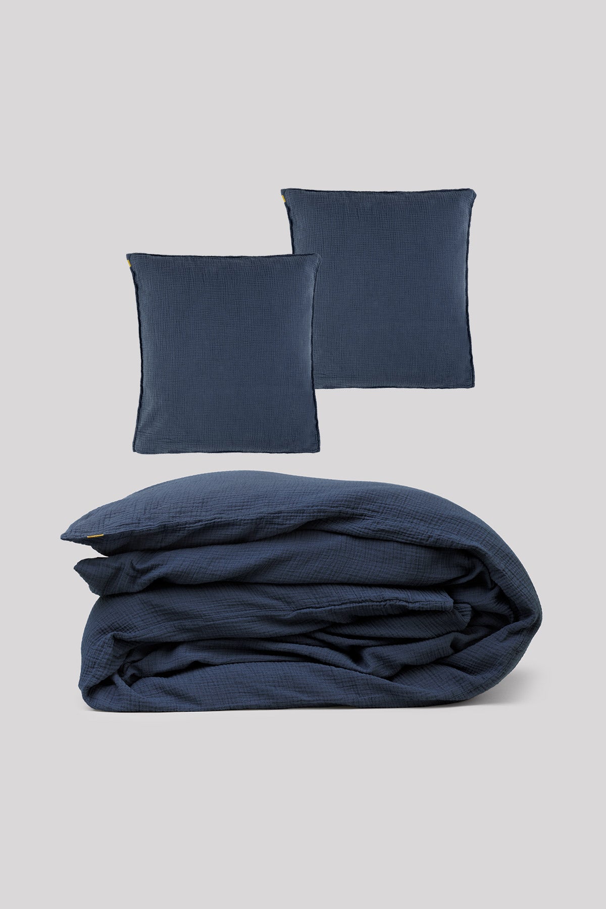 Parure de lit double gaze de coton Bleu orage