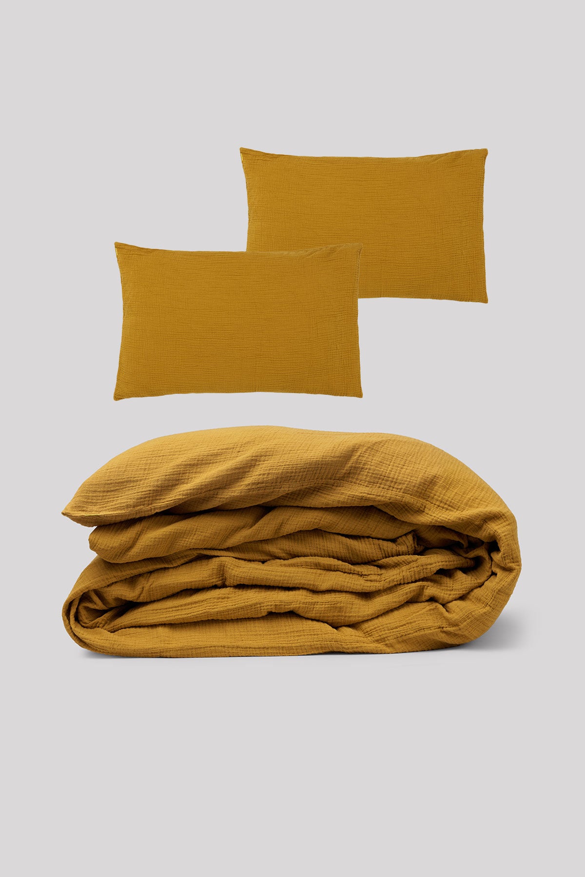 Double cotton gauze bedding set Saffron yellow