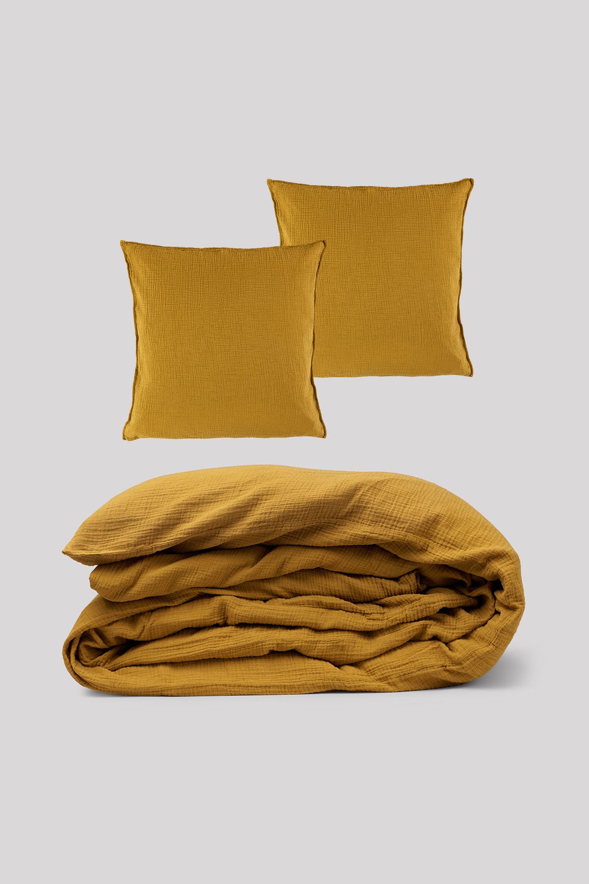 Parure de lit double gaze de coton Jaune safran