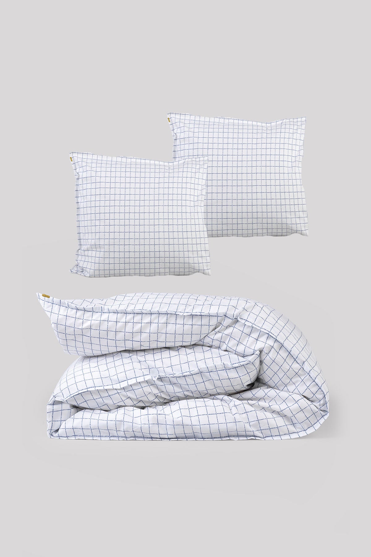 Organic cotton percale bed set Blue Checks