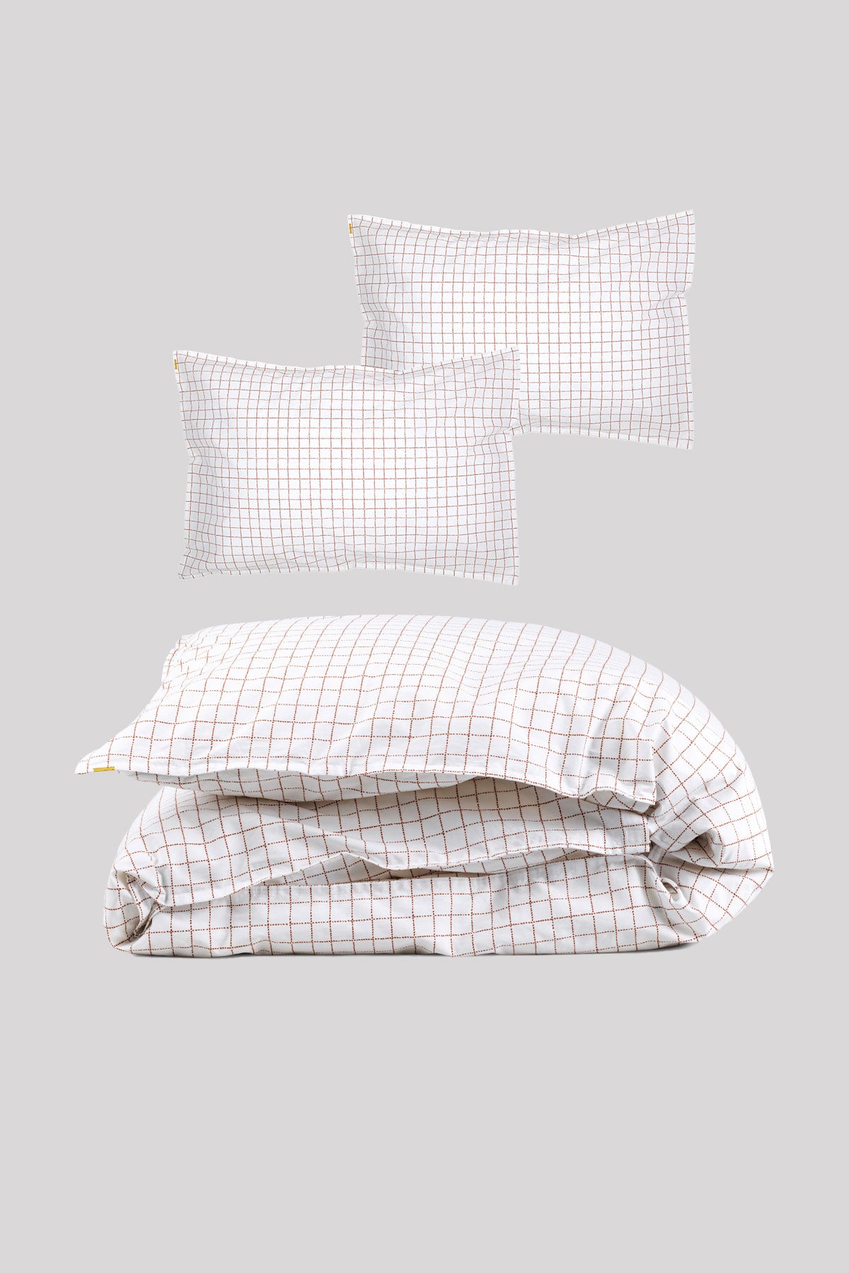 Parure de lit percale de coton bio Carreaux Rouille