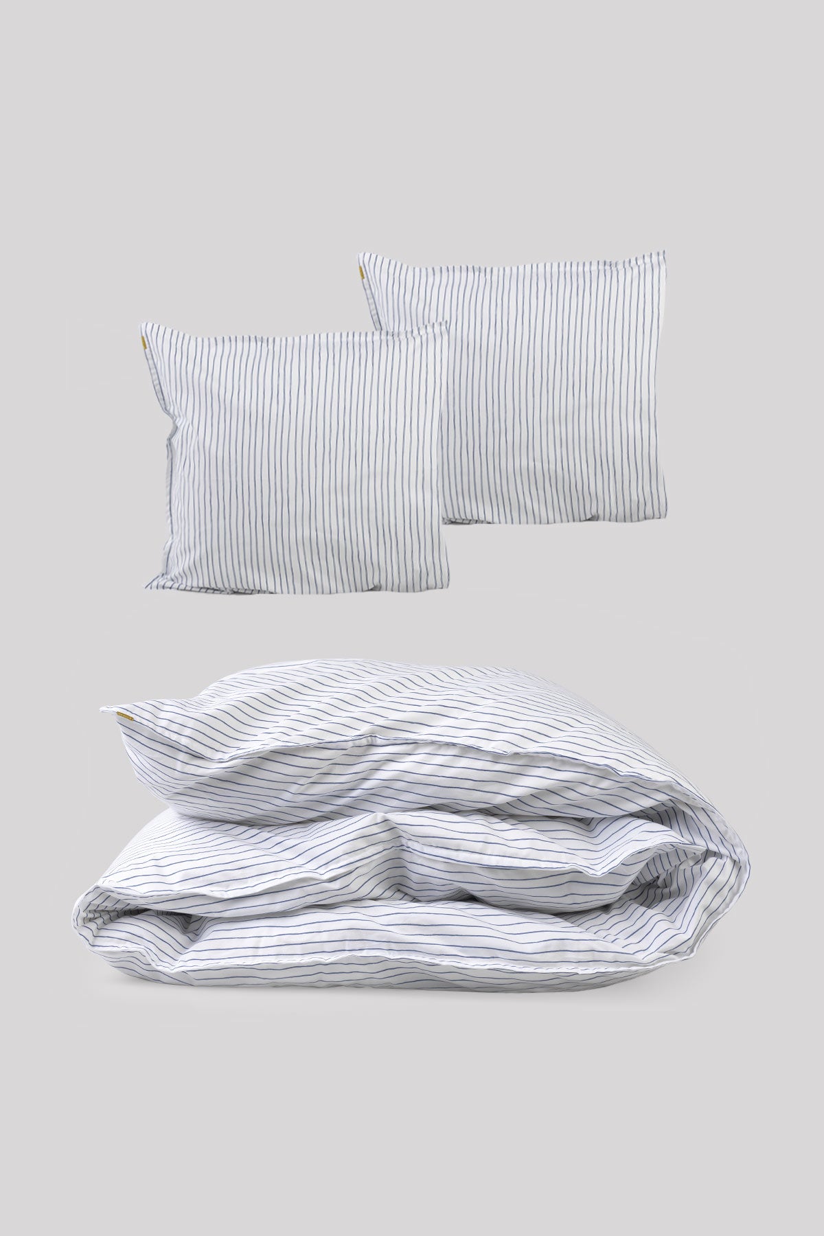 Blue stripes organic cotton percale bed set