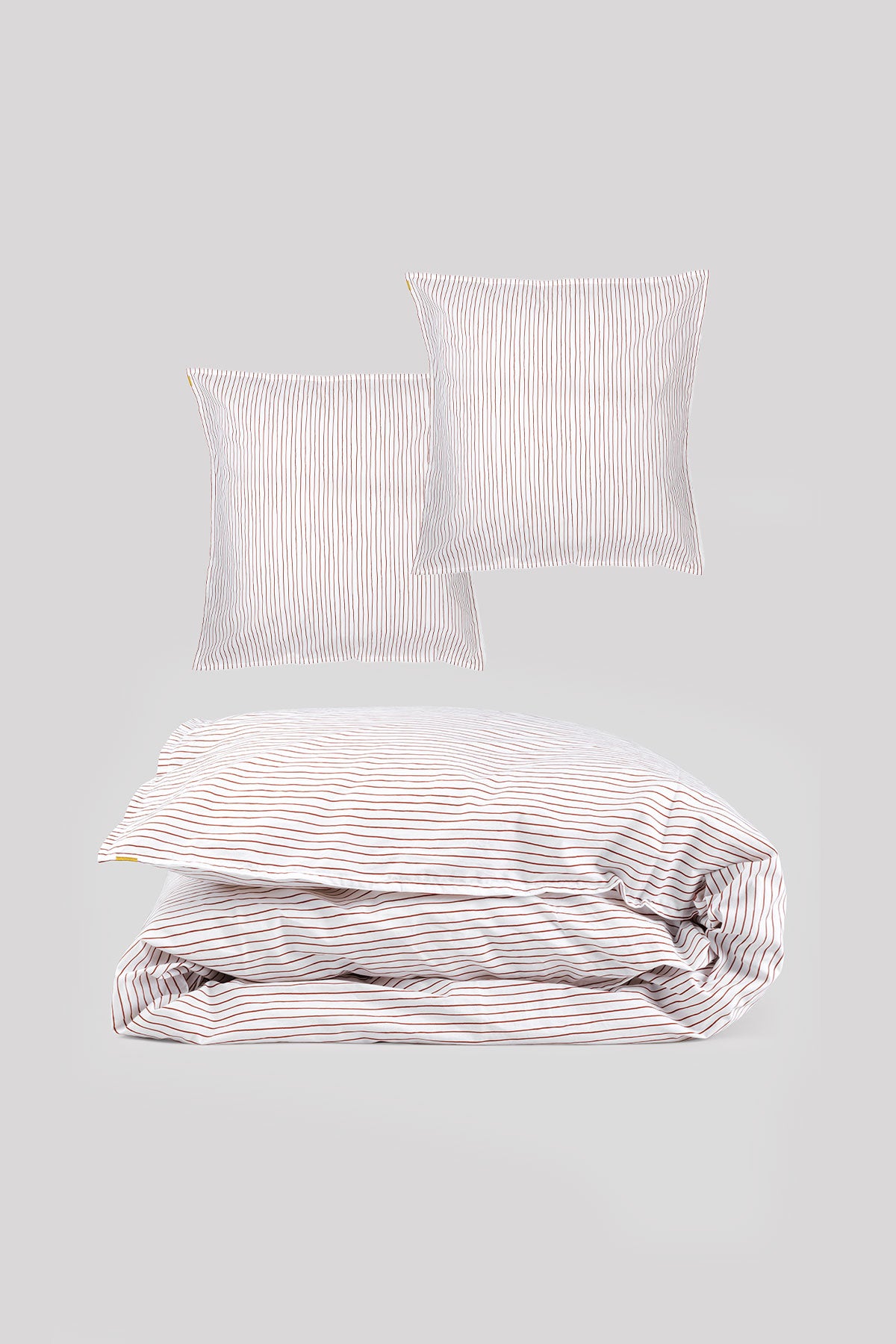 Rust stripes organic cotton percale bed set