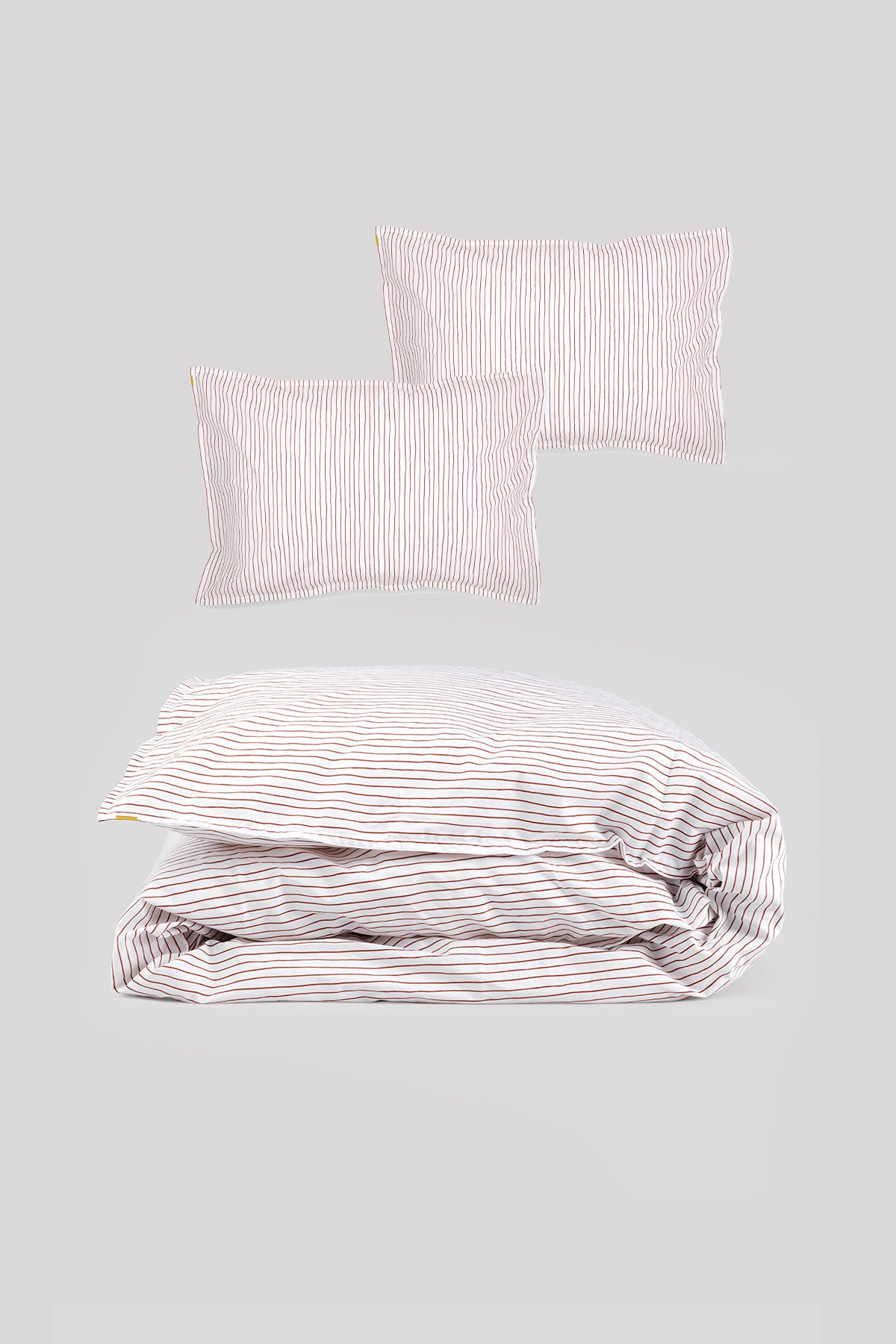 Parure de lit percale de coton bio Rayures Rouille