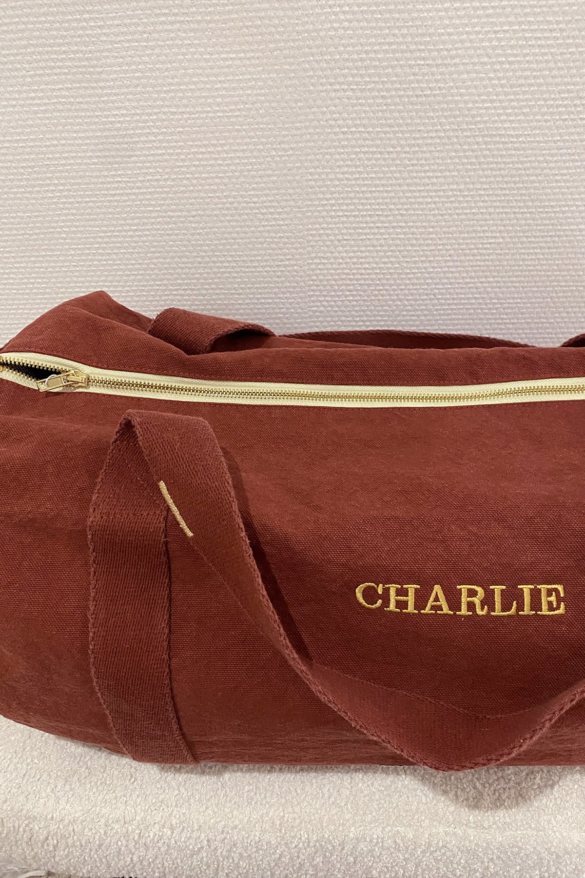 Rust red organic cotton bowling bag