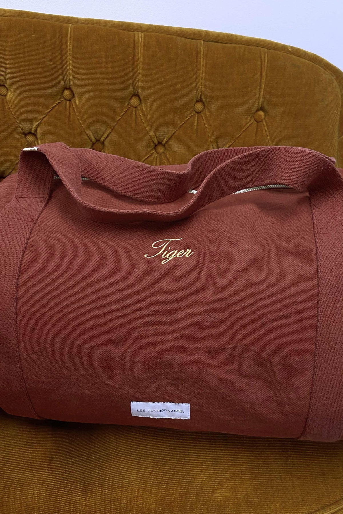 Rust red organic cotton bowling bag