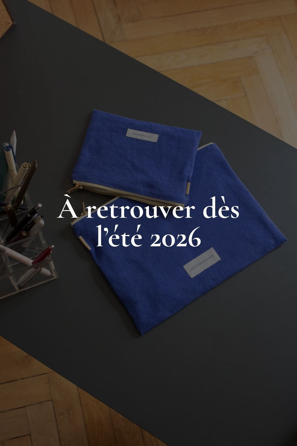 Grande pochette en toile de coton bio bleu outremer